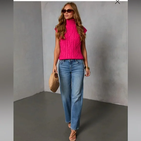 🩷Pink Cable Knit Turtleneck Sweater NWOT - Picture 5 of 13